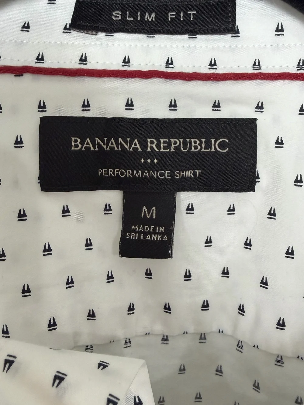 Banana Republic White Button-Up Shirt with Black Micro Dot Print